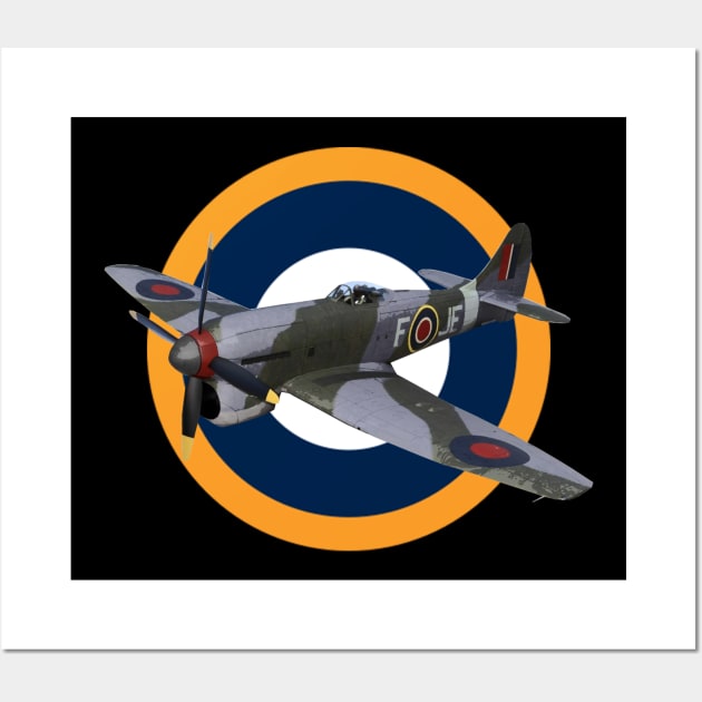 Hawker Tempest WW2 Fighter Plane RAF Roundel Wall Art by Dirty Custard Designs 